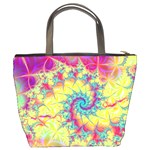 Fractal Spiral Abstract Background Vortex Yellow Bucket Bag Back