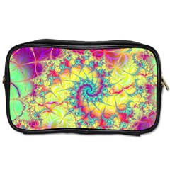 Fractal Spiral Abstract Background Vortex Yellow Toiletries Bag (one Side)