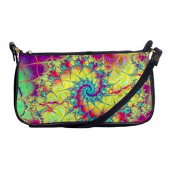 Fractal Spiral Abstract Background Vortex Yellow Shoulder Clutch Bag