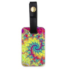 Fractal Spiral Abstract Background Vortex Yellow Luggage Tag (one Side)