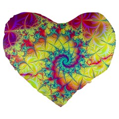 Fractal Spiral Abstract Background Vortex Yellow Large 19  Premium Heart Shape Cushions