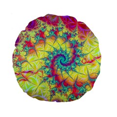 Fractal Spiral Abstract Background Vortex Yellow Standard 15  Premium Flano Round Cushions