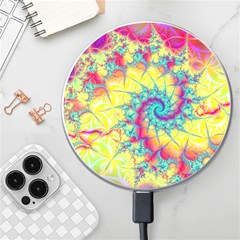 Fractal Spiral Abstract Background Vortex Yellow Wireless Fast Charger(white)