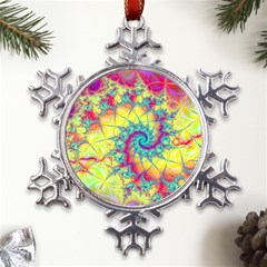 Fractal Spiral Abstract Background Vortex Yellow Metal Large Snowflake Ornament