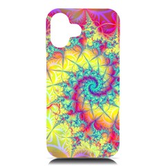 Fractal Spiral Abstract Background Vortex Yellow Iphone 16 Plus Black Uv Print Pc Hardshell Case