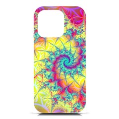 Fractal Spiral Abstract Background Vortex Yellow Iphone 16 Pro Black Uv Print Pc Hardshell Case