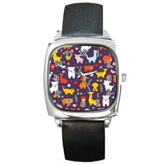 Pet Animal 01 Square Metal Watch