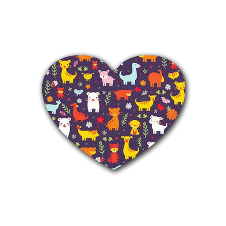 Pet Animal 01 Rubber Heart Coaster (4 pack)