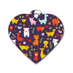 Pet Animal 01 Dog Tag Heart (one Side)