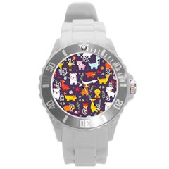 Pet Animal 01 Round Plastic Sport Watch (l)