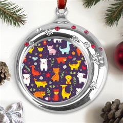 Pet Animal 01 Metal Snowflake Red Crystal Round Ornament by myclothy