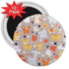 Pet Animal 02 3  Magnets (10 Pack) 