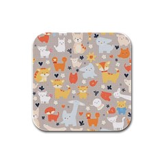 Pet Animal 02 Rubber Square Coaster (4 Pack)