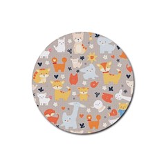 Pet Animal 02 Rubber Round Coaster (4 Pack)