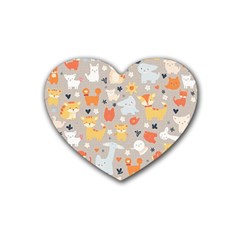 Pet Animal 02 Rubber Heart Coaster (4 Pack)