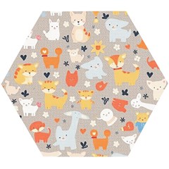 Pet Animal 02 Wooden Puzzle Hexagon