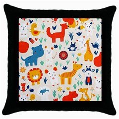 Pet Animal 03 Throw Pillow Case (black)