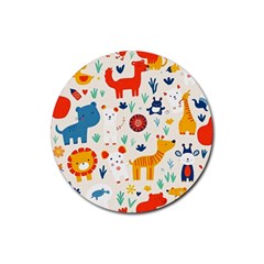 Pet Animal 03 Rubber Round Coaster (4 Pack)