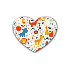 Pet Animal 03 Rubber Heart Coaster (4 Pack)