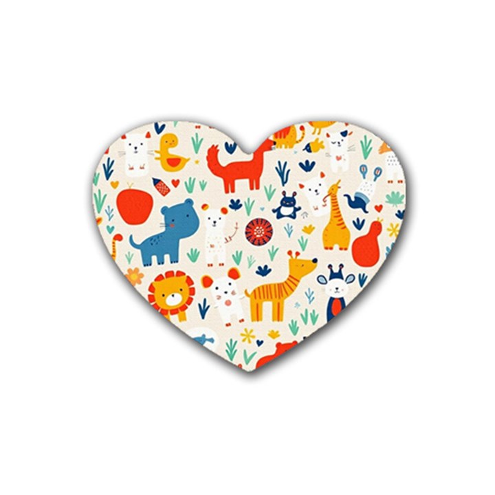 Pet Animal 03 Rubber Heart Coaster (4 pack)