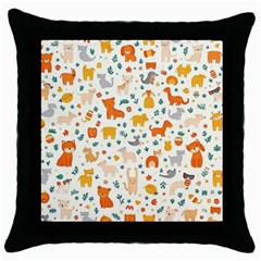 Pet Animal 04 Throw Pillow Case (black)