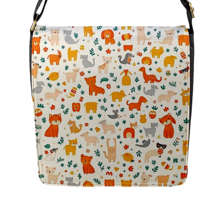 Pet Animal 04 Flap Closure Messenger Bag (L)