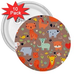 Pet Animal 05 3  Buttons (10 Pack) 