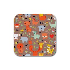 Pet Animal 05 Rubber Square Coaster (4 Pack)