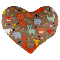 Pet Animal 05 Large 19  Premium Heart Shape Cushions