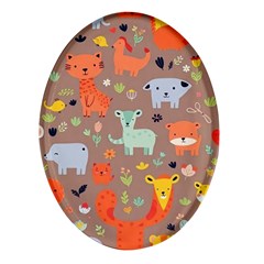 Pet Animal 05 Oval Glass Fridge Magnet (4 Pack)