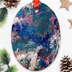 Blue Feathers And Flames Oval Ornament (two Sides)