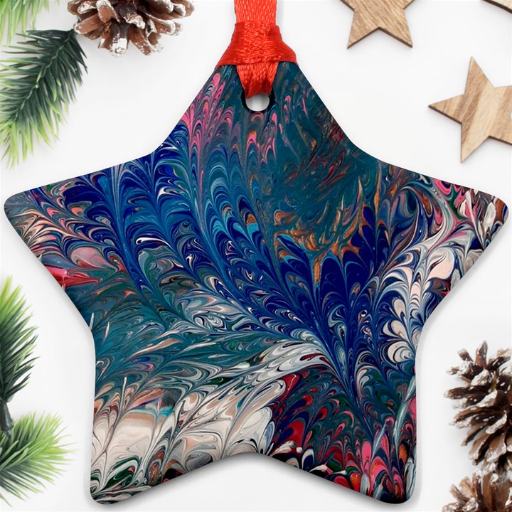 Blue feathers and flames Star Ornament (Two Sides)