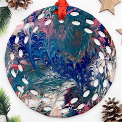 Blue Feathers And Flames Ornament (round Filigree)