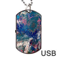 Blue Feathers And Flames Dog Tag Usb Flash (one Side) by kaleidomarblingart