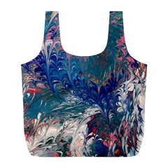 Blue Feathers And Flames Full Print Recycle Bag (l)