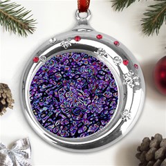 Neon Symphony Design Metal Snowflake Red Crystal Round Ornament