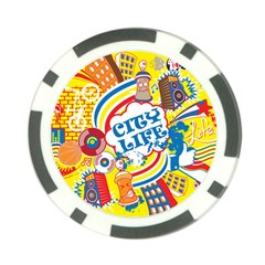 Colorful City Life Horizontal Seamless Pattern Urban City Poker Chip Card Guard