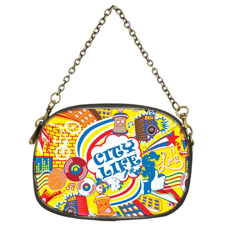 Colorful City Life Horizontal Seamless Pattern Urban City Chain Purse (One Side)