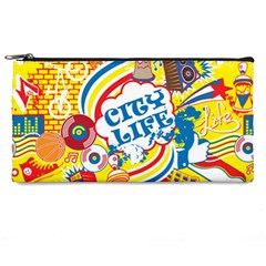 Colorful City Life Horizontal Seamless Pattern Urban City Pencil Cases