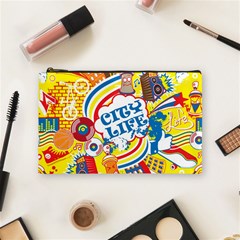 Colorful City Life Horizontal Seamless Pattern Urban City Cosmetic Bag (medium)