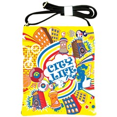 Colorful City Life Horizontal Seamless Pattern Urban City Shoulder Sling Bag