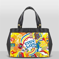 Colorful City Life Horizontal Seamless Pattern Urban City Oversize Office Handbag