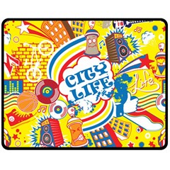 Colorful City Life Horizontal Seamless Pattern Urban City Fleece Blanket (medium)