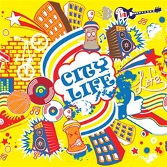 Colorful City Life Horizontal Seamless Pattern Urban City Play Mat (square)