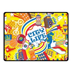 Colorful City Life Horizontal Seamless Pattern Urban City Two Sides Fleece Blanket (small)