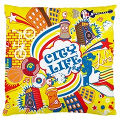 Colorful City Life Horizontal Seamless Pattern Urban City Standard Premium Plush Fleece Cushion Case (two Sides)