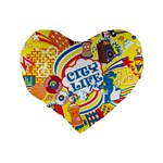 Colorful City Life Horizontal Seamless Pattern Urban City Standard 16  Premium Flano Heart Shape Cushions Back