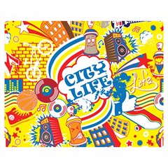 Colorful City Life Horizontal Seamless Pattern Urban City Two Sides Premium Plush Fleece Blanket (teen Size)