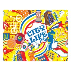 Colorful City Life Horizontal Seamless Pattern Urban City Two Sides Premium Plush Fleece Blanket (large)