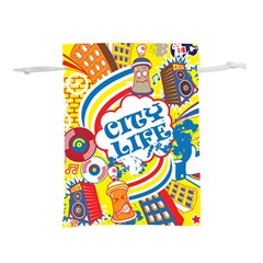 Colorful City Life Horizontal Seamless Pattern Urban City Lightweight Drawstring Pouch (s)